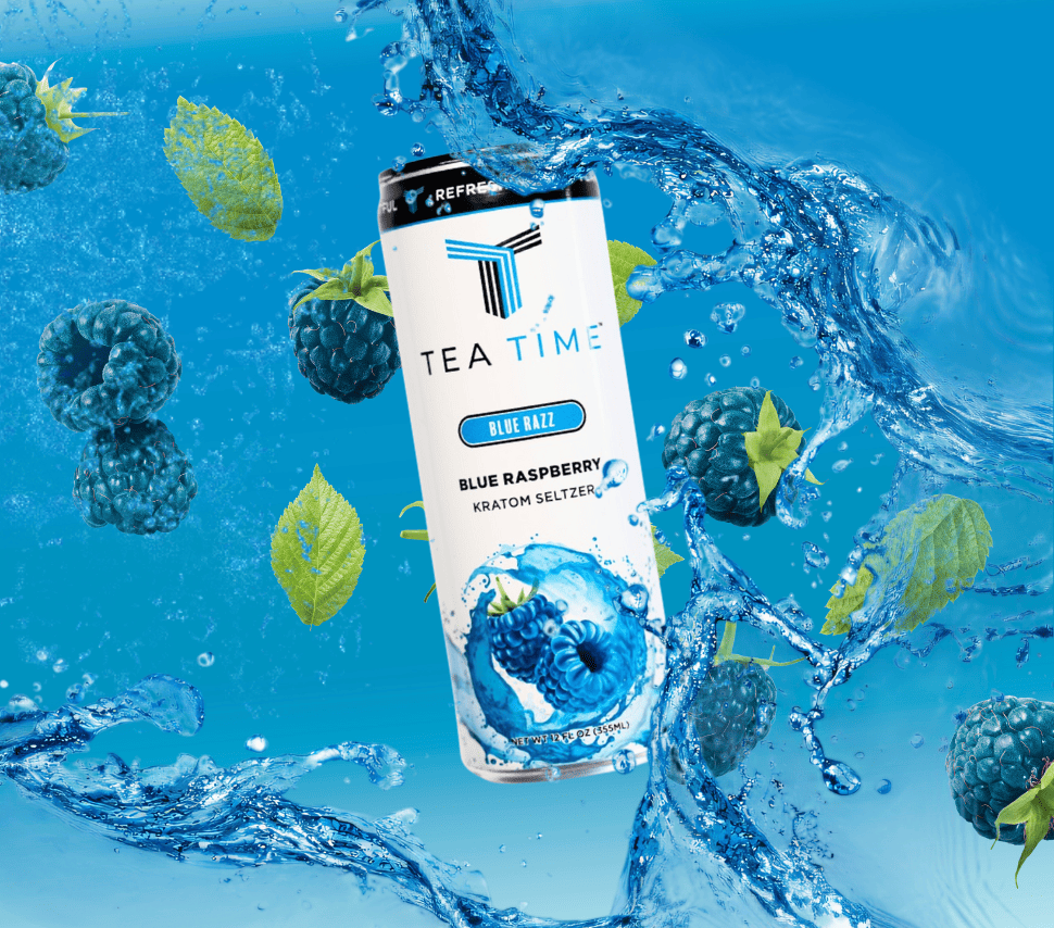 Shop Blue Raspberry Kratom Seltzer Online | Tea Time Drinks