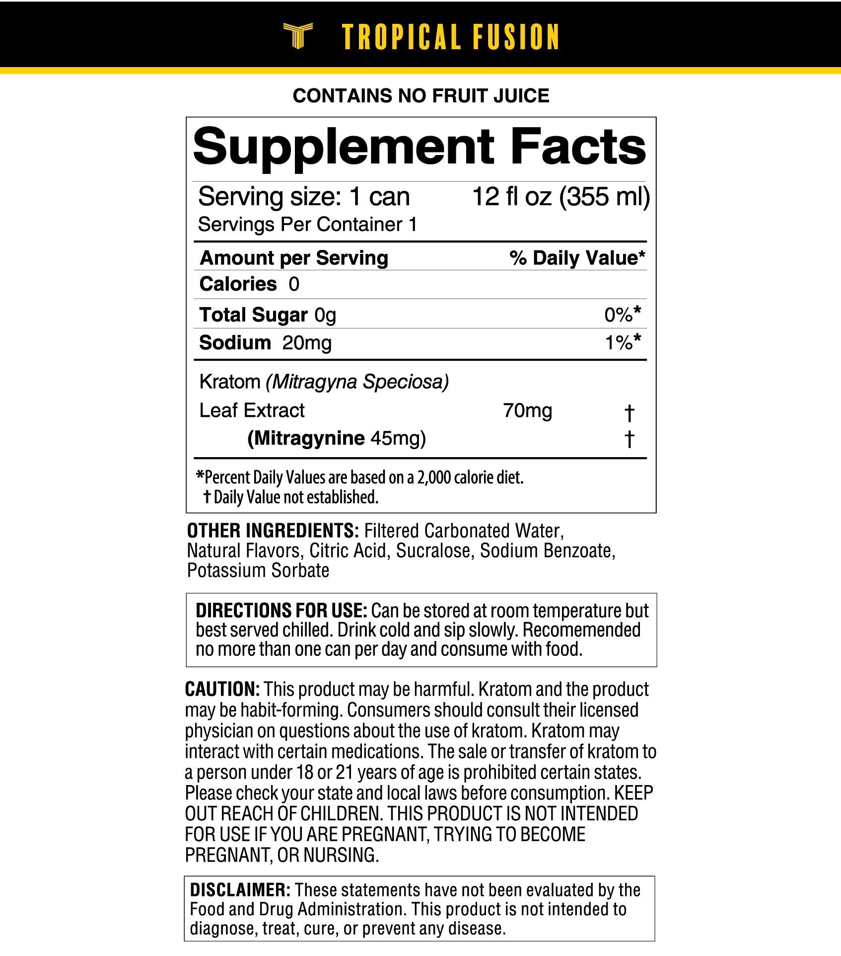 Tropical Fusion Kratom Seltzer – Pineapple Mango Flavor